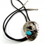 Southwest Western Cowboy Rodeo Horse Shoe Turquoise Coral Bolo