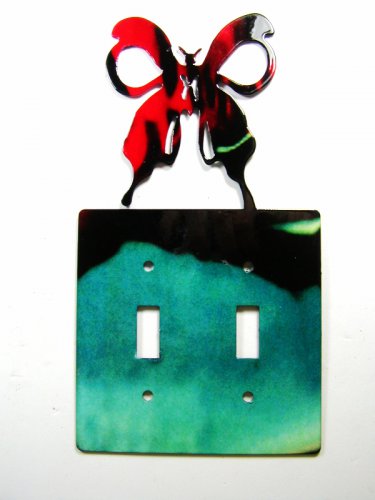 Butterfly Double Light Switch Cover Plate by Steel Images USA 030315CC30315BB
