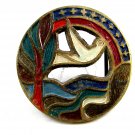 1971 Dove Of Peace With Stars Enameled Belt Buckle Ecology Designs 093014