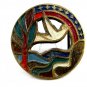 1971 Dove Of Peace With Stars Enameled Belt Buckle Ecology Designs 093014