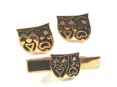 Comedy Tragedy Theatre Cufflinks & Tie Clasp by Swank