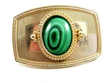 Western Cowboy Silvertone / Goldtone Green Belt Buckle 10272013
