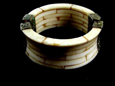 Silvertone & Bone Tribal Banjara Gypsy Indian Bangle Bracelet