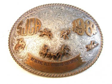 1998 SJCA Reserve All Around Champion Sterling Rodeo Belt Buckle by Wage