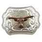 Western Silvertone Longhorn Bull Head Belt Buckle #102113q
