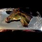 Horse belt buckle with floral decoration
