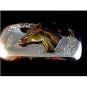 Horse belt buckle with floral decoration