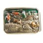 1984 Hunter w/ Rifle Pig Rabbit Belt Buckle by Bergamot