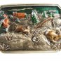 1984 Hunter w/ Rifle Pig Rabbit Belt Buckle by Bergamot