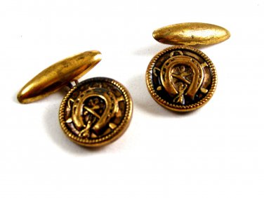Viintage Horse Shoe & Crop Button Cufflinks 04112014