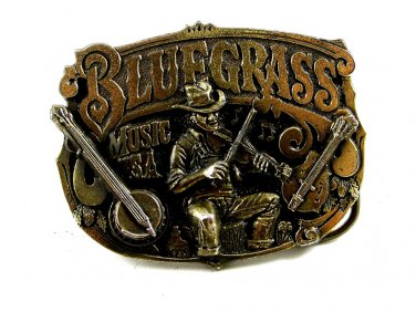 1982 Great American Buckle Co Bluegrass Guitar Bango Belt Buckle 11042013