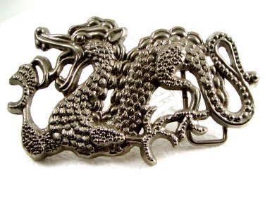 Large Silvertone Dragon Belt Buckle