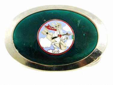 1980 WWII 444th Bomber Squadron Reunion Belt Buckle Unmarked 121614