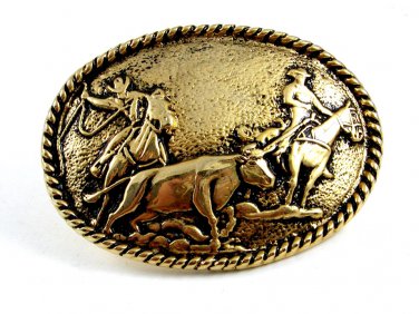 Western Cowboy Bull Roping Rodeo Belt Buckle #102113
