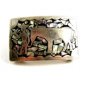 Mexican Silvertone & Abalone Man & Horse Belt Buckle 12022013