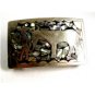 Mexican Silvertone & Abalone Man & Horse Belt Buckle 12022013