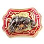 Western Goldtone Red Bowing Broncho / Horse Belt Buckle #102113b
