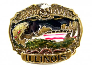 1984 Great Lakes Illinois Belt Buckle 51214 by Great American Buckle Co.
