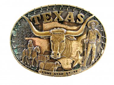 Texas Lone Star State Solid Brass Belt Buckle By Award Design
