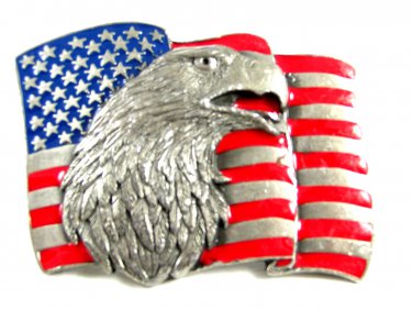 1990 American Eagle & Flag Belt Buckle by Siskiyou 62614