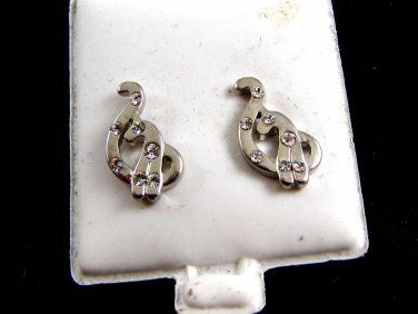 Fancy Cat CZs Pierced Studs Earrings 12092013f
