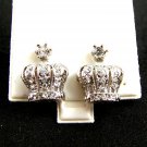 Fancy Crown CZs Pierced Studs Earrings 12092013c