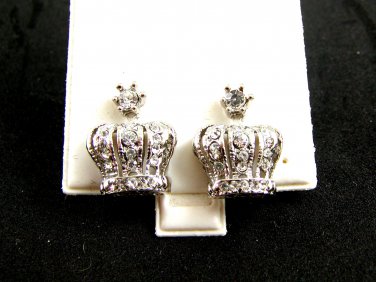 Fancy Crown CZs Pierced Studs Earrings 12092013c