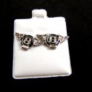 Motorcycle Wings w B CZs Pierced Studs Earrings