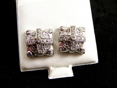 Clear CZs w Cross Pierced Studs Earrings 12092013jj