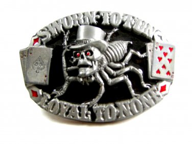 1995 Sworn To Fun Loyal To None Spider Gambling Cards Belt Buckle