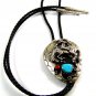 Southwest Western Cowboy Rodeo Bronco Busting Turquoise Coral Bolo