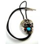 Southwest Western Cowboy Rodeo Bronco Busting Turquoise Coral Bolo