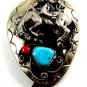 Southwest Western Cowboy Rodeo Bronco Busting Turquoise Coral Bolo