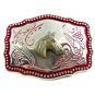 Made in USA Western Goldtone Red Horse Head Belt Buckle #102113c