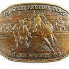 1988 Bronze Great American Rodeo Steer Wrestling Belt Buckle 10302013