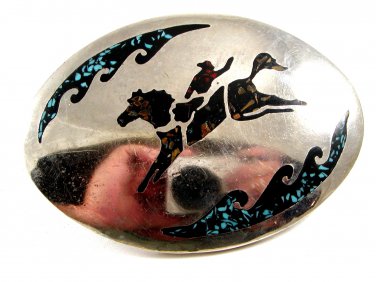 Western Rodeo Cowboy On Horse Belt Buckle by Uncle Dunkels Belts & Buckles