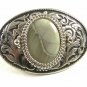 Western Cowboy Silvertone Agate Belt Buckle Unmarked 121614