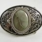 Western Cowboy Silvertone Agate Belt Buckle Unmarked 121614
