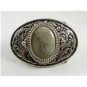 Western Cowboy Silvertone Agate Belt Buckle Unmarked 121614