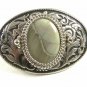 Western Cowboy Silvertone Agate Belt Buckle Unmarked 121614