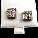 Silvertone 9 CZs Pierced Studs Earrings12092013lk