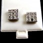 Silvertone 9 CZs Pierced Studs Earrings12092013lk