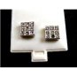 Silvertone 9 CZs Pierced Studs Earrings12092013lk