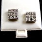 Silvertone 9 CZs Pierced Studs Earrings12092013lk
