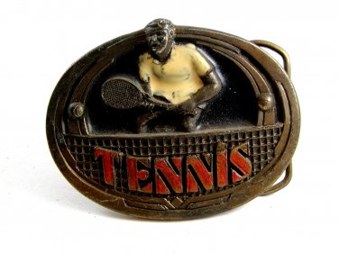 1983 Tennis Player Belt Buckle by Great American Belt Co.