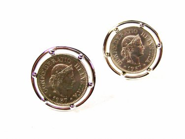 1957 Confederatio Helvetica Silvetone Cufflinks by Swank Swiss Made 71415