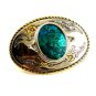 Silvertone & Shiny Blue Western Cowboy Belt Buckle Made in USA