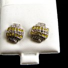 Yellow & Clear CZs Pierced Studs Earrings 12092013bd