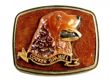 1979 Cocker Spaniel Enameled Belt Buckle 51514 by Raintree