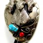 Southwest Western  Big Horn Sheep Coral Turquoise Bolo